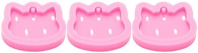 3pc Shiny Pet Cat Tag Mini Cat Head Resin Silicone Molds, Keychain Mould Crafts Epoxy Art DIY Handmade Mold with 10PC Key Ring(DY0869+DY0869+DY0869)