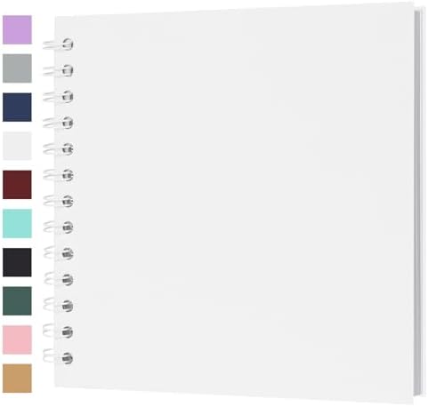 Scrapbook Album 7x7 Inches 40 Pages Hardcover Kraft Paper White