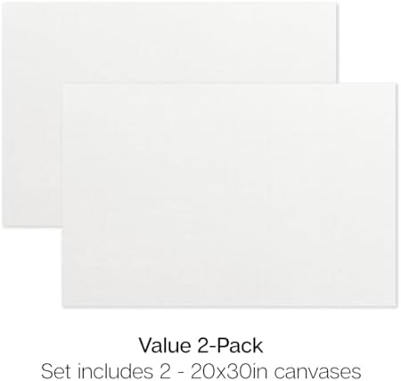KINGART 852-2 Stretched White Canvas for Painting, 20 x 30 Inch, Pack of 2