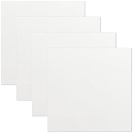 KINGART White Canvas Panel Set – Square, 12x12 Inch, 4-Pack – 100% Cotton, Pre-Primed Gesso Artist Boards for Acrylic, Oil, Sketching, & Mixed Media Painting