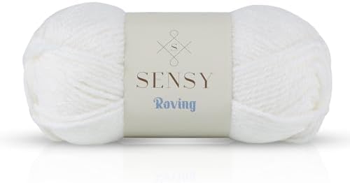 Sensy Roving Yarn, 3.5 oz, 132 Yards, Gauge 5 Bulky (White)