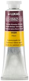Lukas 1862 Professional German Oil Paint, Cadmium Yellow Light 37 mL - w/Beeswax & Non-Yellowing Sunflower Oil, Short Drying Time, Smooth, Outstanding Lightfastness