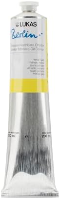 Lukas Berlin Pro Artists Water Mixable Oil Paint 200 ml Tube Primary Yellow, Water Soluble, Lightfast Pigments, Quick Drying, Easy Clean-Up, Eco-Friendly, Professional Quality, 40 Color Range
