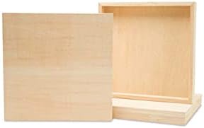 Square Wood Canvas 8 x 8 x 1-1/2 inch, Pack of 2 Unfinished Wood Frames, Blank Wooden Signs for Crafts & Home Decor, by Woodpeckers