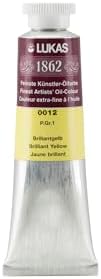 Lukas 1862 Professional German Oil Paint, Brilliant Yellow 37 mL - w/Beeswax & Non-Yellowing Sunflower Oil, Short Drying Time, Smooth, Outstanding Lightfastness