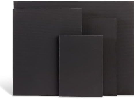 KINGART Black Canvas Panel Set – Large Rectangle Assortment, 8-Pack – 100% Cotton, Triple Gesso Primed Artist Boards for Acrylic, Oil, High-Contrast, & Mixed Media Painting