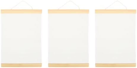 FAVOMOTO Ornament Frame White Blank Cotton Canvas Panels 3Pcs Wooden Framed Artist Canvas Board with Hanging Rope DIY Arts Accessory for Painting Acrylic Pouring Oil Paint Ornament Frames