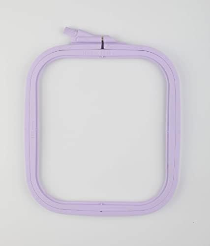 Nurge Square Embroidery Hoop - Plastic Cross Stitch Frame for Needlepoint & Embroidery - Adjustable Craft Hoop - Lilac - No:2 (Small)