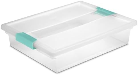 Sterilite Clip Box, Stackable Clear Plastic Bins- Large, 24-Pack | Storage Containers with Latching Lids for Writing, Arts or Crafts Supplies - Home, Office, Classroom & Workshop Organization
