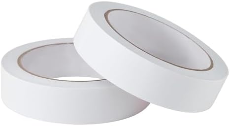 25mm Double Sided Tape White 2 Rolls (Total Length 66 Yards), 1 Inch Strong Adhesive Sticky Wrap Tape for Crafts Gift Wrapping Paper Card Making Home Office School Stationery