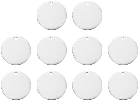HARFINGTON 10pcs Round Blank Stamping Tag 15mm for Bracelet Crafts Silver