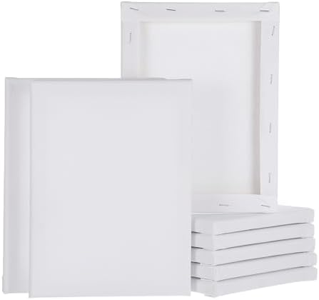 MECCANIXITY 8 Pcs Stretched Canvas for Painting, 7 x 9 Inch Blank Artist Boards 4/5 Inch Profile Cotton Canvas Panels for Beginners Professionals,White