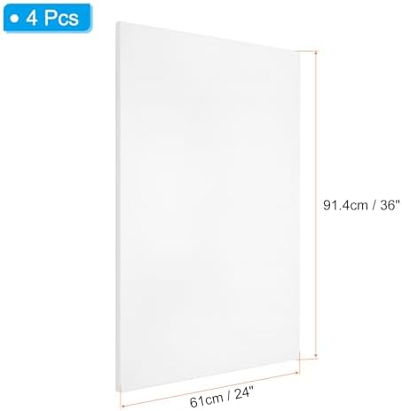PATIKIL Stretched Canvas, 4 Pcs 36" x 24" Rectangle Canvas for Painting Blank Primed Canvas Cotton Canvas Panels for Acrylics Oil Watercolor Paints, White