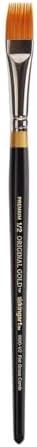 KINGART Premium Original Gold 9120-1/4 RAKE Series Artist Brush, Golden Taklon Synthetic Hair, Short Handle, for Acrylic, Watercolor, Oil and Gouache Painting, Size 1/4"