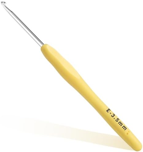 3.5mm Crochet Hook, Ergonomic Crochet Hook, Smooth and Extra Long  Knitting Needles, with Soft Rubber Ergonomic Handle and Aluminum Tip, Perfect Beginner and Arthritic Crochet Hooks (3.5 mm)