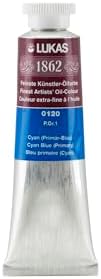 Lukas 1862 Professional German Oil Paint, Cyan Blue (Primart) 37 mL - w/Beeswax & Non-Yellowing Sunflower Oil, Short Drying Time, Smooth, Outstanding Lightfastness