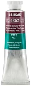 Lukas 1862 Professional German Oil Paint, Emerald Green 37 mL - w/Beeswax & Non-Yellowing Sunflower Oil, Short Drying Time, Smooth, Outstanding Lightfastness