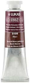 Lukas 1862 Professional German Oil Paint, Burnt Sienna 37 mL - w/Beeswax & Non-Yellowing Sunflower Oil, Short Drying Time, Smooth, Outstanding Lightfastness
