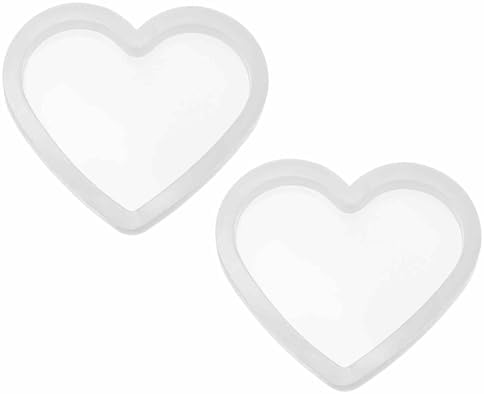 MECCANIXITY 2 Pcs Coaster Silicone Casting Mould, 4x5cm/1.6x2in Heart Shape Epoxy Casting Resin Mould Tools for Resin Coaster Home Decor DIY Craft Handmade Colorful Amber Handicraft