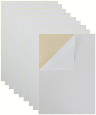 Mesheshe 10PCS Self Adhesive Felt, DIY Self Adhesive Fabric for Art & Crafts, Peel and Stick Felt for Drawer/Jewelry Box, A4 Size (8.3" x 11.8", White)