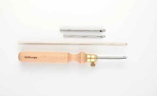 Nurge Premium Quality Punch Needle Kit, 3mm-4mm-5mm Metal Tubes and Wooden Handle Punch Needle Kits for Adult Beginner, Embroidery Weaving Tools for Thread
