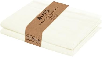 Flour Sack Towels | Tea Towel for Crafts| Kitchen Dish Cotton Blank Towel for Embroidery| Baking Bread Proofing Linen Cover| Super Absorbent Quick Dry| 2 Pack 18"x 28" Natural