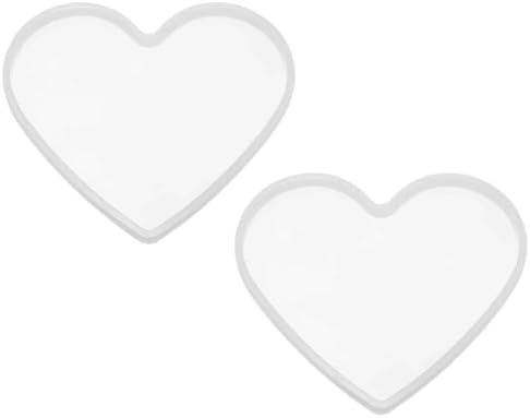 MECCANIXITY 2 Pcs Coaster Silicone Casting Mould, 14.5x13cm/5.8x5.2in Heart Shape Epoxy Casting Resin Mould Tools for Resin Coaster Home Decor DIY Craft Handmade Colorful Amber Handicraft