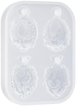 4-Cavity Gothic Bat Pendant Resin Silicone Mold with Hanging Hole, Vintage Frame Bat Epoxy Resin Casting Mould for DIY Necklace Charm, Halloween Gothic Jewelry Making Craft Supplies (BF03)