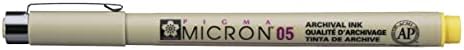 SAKURA PIGMA MICRON 05 FINELINER PEN, 0.45MM LINE WIDTH, PACK OF 2 (Yellow)