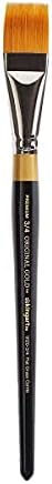 KINGART Premium Original Gold 9120-3/4 RAKE Series Artist Brush, Golden Taklon Synthetic Hair, Short Handle, for Acrylic, Watercolor, Oil and Gouache Painting, Size 3/4"