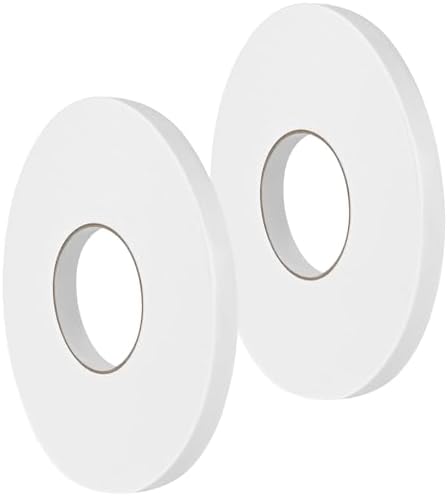 Double Sided Foam Tape 0.5In x 52.5FT 2 Pack, Mounting Tape Heavy Duty, Strong Adhesive Weatherproof Seal Strips for DIY Craft Picture Poster, Car & Gap Filling Mountings, Home Office Decor (White)