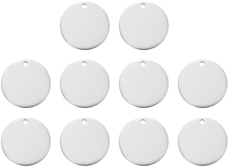 HARFINGTON 10 Pcs Round Blank Stamping Tag 30mm Stainless Steel Circle Polished Blanks Tag Pendants with Hole for Bracelet Crafts Labeling Making, Silver