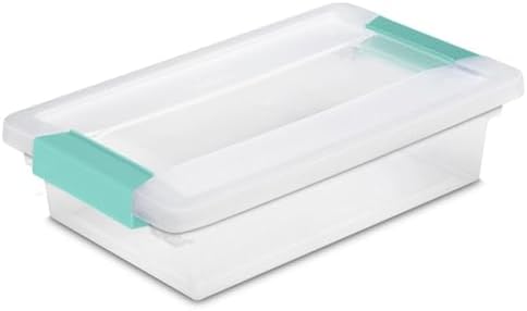 Sterilite Small Clip Box, Stackable Small Storage Bin with Latching Lid, Plastic Container to Organize Office, Crafts, Clear Base and Lid, (Pack of 6) | Storage Containers with Latching Lids for Writing, Arts or Crafts Supplies - Home, Office, Classroo...