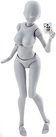 Artists Manikin Art Mannequin Figures Supplies Drawing Tools,Small Drawing Figure Model for Action Figure,Set Sketching,Painting(Gray-Female)