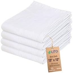Dish Cloths Cotton| Kitchen Wash Cloth | Shop Towels Absorbent and Lint Free Flour Sack| Dishcloths for Kitchen Washing Dishes| Thick Absorbent Quick Dry Dish Rags | 4 Pack 13"x13" Natural
