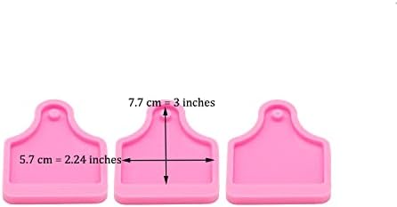 3pc Shiny Cow Tag Resin Silicone Mold Make Keychain Art DIY Handmade Charms Mold with 10PC Key Ring(DY0114+DY0114+DY0114)