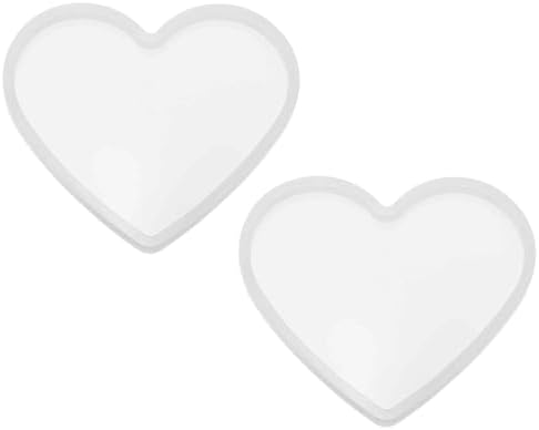 MECCANIXITY 2 Pcs Coaster Silicone Casting Mould, 10x8cm/4x3.2in Heart Shape Epoxy Casting Resin Mould Tools for Resin Coaster Home Decor DIY Craft Handmade Colorful Amber Handicraft