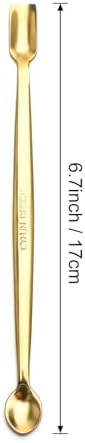 Briartw 5 Pcs Stainless Steel Craft Spoon | Mess-Free Crafting with Dual-Shaped Spoons for Glitter, Embossing Powders, Sequins & Small Embellishments | Gold | 6.7inch Length