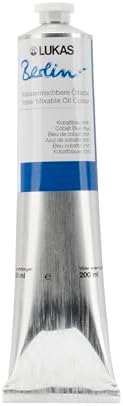Lukas Berlin Pro Artists Water Mixable Oil Paint 200 ml Tube Cobalt Blue Hue, Water Soluble, Lightfast Pigments, Quick Drying, Easy Clean-Up, Eco-Friendly, Professional Quality, 40 Color Range
