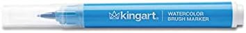 KINGART Brush Tip Watercolor Illustration Markers With Case, 12 Colors, Wide Barrel for Easy Hold, Water-based Non-Toxic Ink, Soft Flexible Tip for Graphic, Sketch, Comic Art, Manga & Lettering