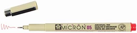 SAKURA PIGMA MICRON 05 FINELINER PEN, 0.45MM LINE WIDTH, PACK OF 2 (Red)