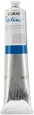 Lukas Berlin Pro Artists Water Mixable Oil Paint 200 ml Tube Primary Blue, Water Soluble, Lightfast Pigments, Quick Drying, Easy Clean-Up, Eco-Friendly, Professional Quality, 40 Color Range