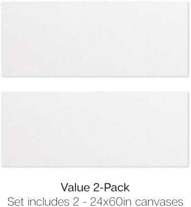 KINGART 853-2 Stretched White Canvas for Painting, 24 x 60 Inch, Pack of 2