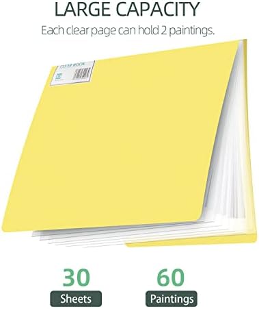 SXhyf A3 Diamond Painting Storage Book for 60 Diamond Painting Pics, 30 Pages Diamond Art Storage Book, Diamond Painting Presentation Portfolio Folder for Artwork (Yellow, A3-16.5 x 12.1 in)