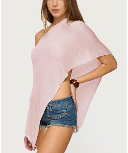 Women Knit Poncho Top Sheer Crochet Shawl Cover Up