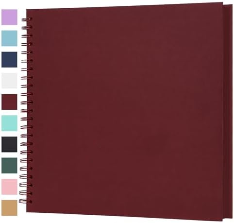 Scrapbook Album 12x12 Inches 100 Pages Hardcover Kraft Paper Red