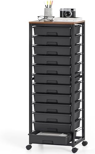 SYKIARIOL Rolling Cart with 12 Drawers,Black