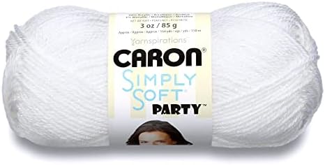 Caron Simply Soft Party Acrylic Yarn for Crocheting Soft, Snow, 3-Pack