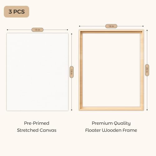3pk Blank Framed Canvas Wall Art - Premium White Canvas for DIY Art and Custom Painting-Christmas Wall Deco(16 * 20-3)