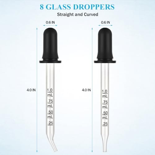 Eye Dropper, 1mL Glass Liquids Pipette Dropper Tool with Measurement Herain